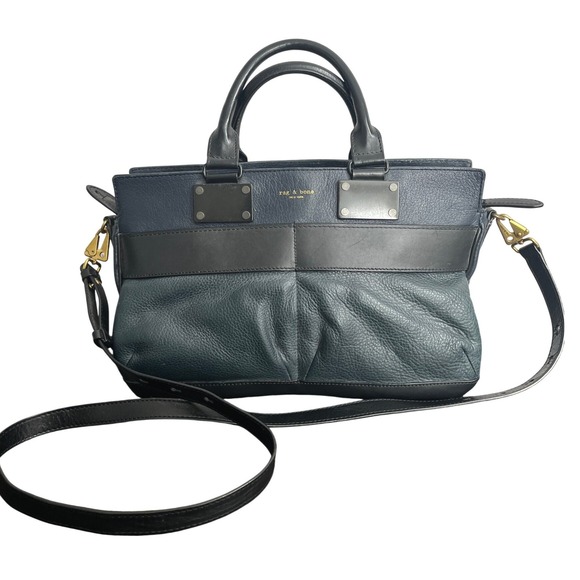 rag & bone Handbags - rag & bone Medium Pilot Satchel Navy Blue Italian Leather Crossbody Bag Handbag